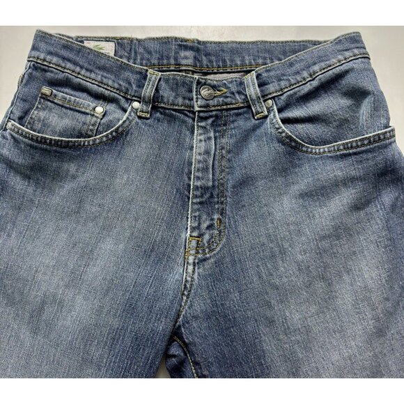 Lacoste Mens 26US Wash Denim Jeans Relaxed Straight Fit Black Label Logo - Picture 2 of 15